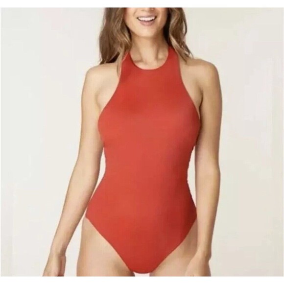 ANDIE Luzon One Piece Swimsuit Orange Chili Pepper Halter Women's Medium NWT - Picture 2 of 12